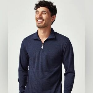 Untouched World Navy Merino Wool 1/4 Zip Polo M